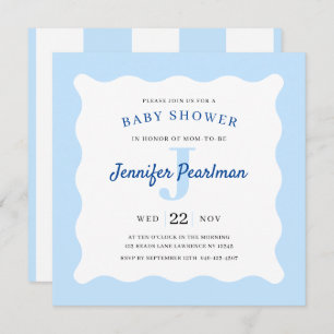 Baby Boy Blue Monogram Shower Invitation
