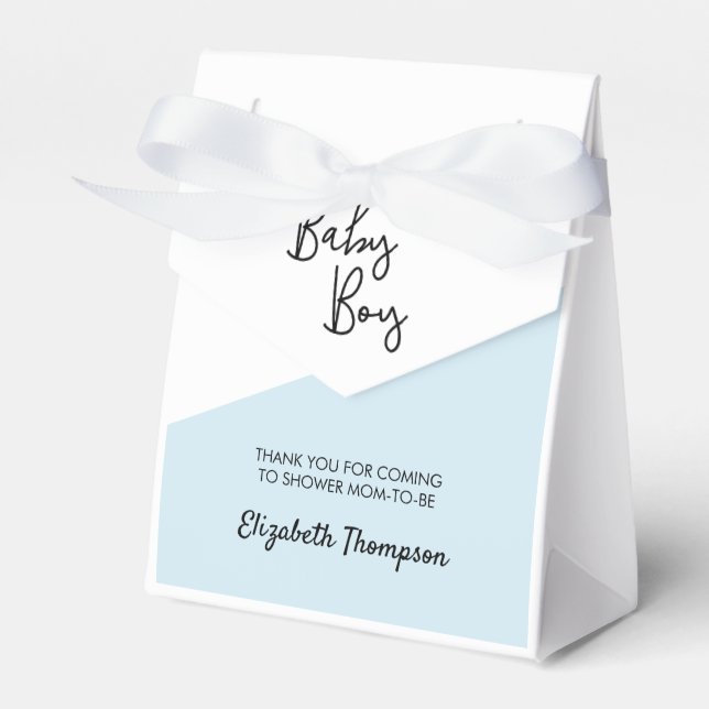 Baby Boy blue Personalised Baby Shower Favour Box (Front Side)