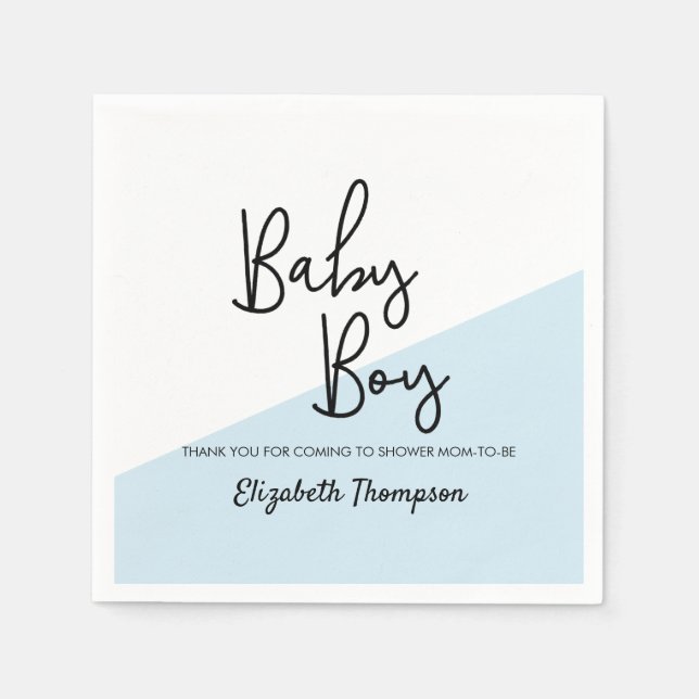 Baby Boy blue Personalised Baby Shower Napkin (Front)