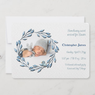 Baby Boy Blue Photo Birth Announcement