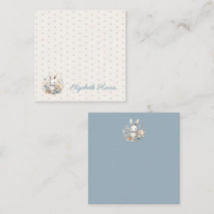 Baby Boy Blue Rabbit and Flowers Enclosure Card