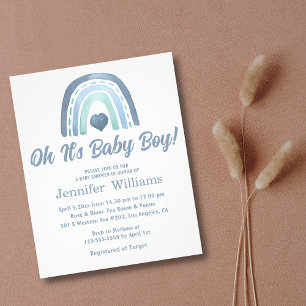 baby boy, blue rainbow baby shower invitation flyer