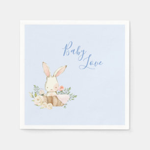 Baby Boy Blue Script Cute Adorable Baby Shower Napkin
