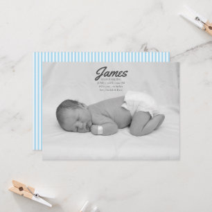 Baby Boy Blue Stripe Birth Announcement