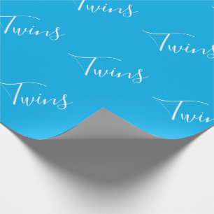 Baby Boy Blue Twin Boys Script Wrapping Paper