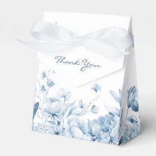 Baby Boy Blue Watercolor Florals Tent Favour Box