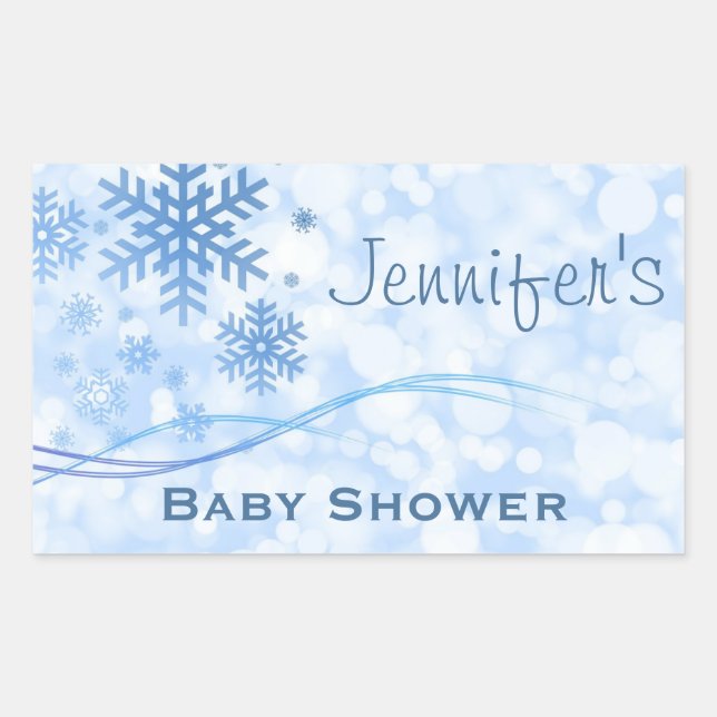Baby Boy Blue Winter Snowflake Shower Stickers (Front)