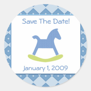 Baby Boy Blue & Yellow Rocking Horse Stickers