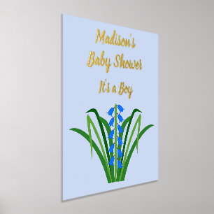 Baby Boy Bluebell Flowers Spring Baby Shower Foil Prints
