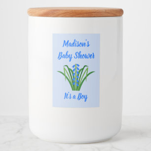 Baby Boy Bluebell Flowers Spring Baby Shower Food Label