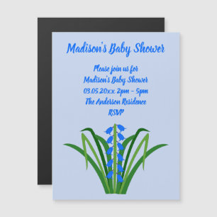 Baby Boy Bluebell Flowers Spring Baby Shower Magnetic Invitation