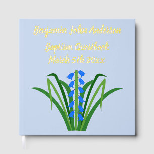 Baby Boy Bluebell Flowers Spring Baptism Guest Book