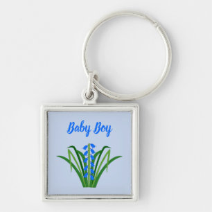Baby Boy Bluebell Flowers Spring Custom Key Ring
