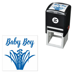Baby Boy Bluebell Flowers Spring Custom Self-inking Stamp