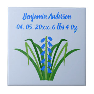 Baby Boy Bluebell Flowers Spring Custom Tile