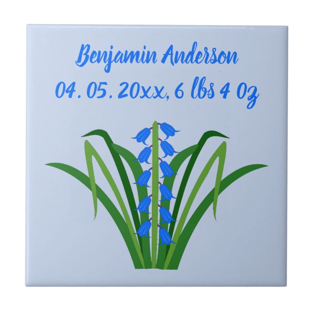Baby Boy Bluebell Flowers Spring Custom Tile (Front)