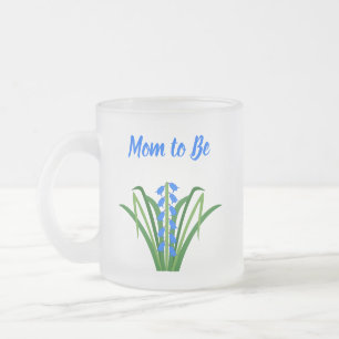 Baby Boy Bluebell Flowers Spring Mom to be Frosted Glass Coffee Mug