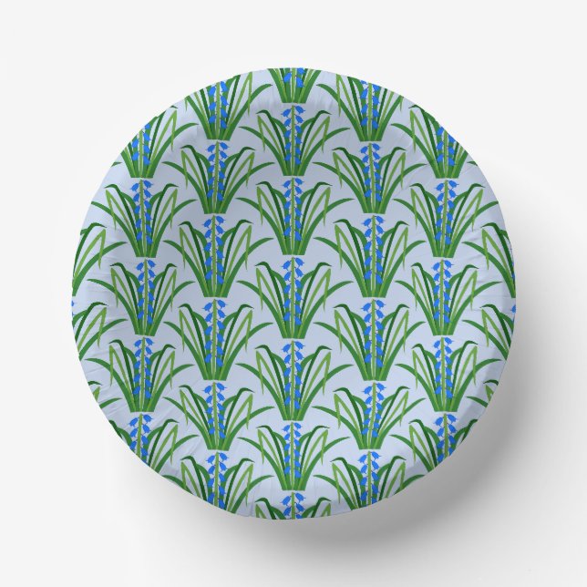 Baby Boy Bluebell Flowers Spring Patterned Paper Plate (Front)