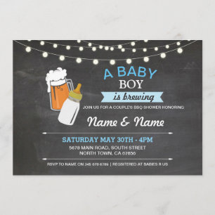 Baby Boy Brewing Shower Beers Blue Chalk Invite