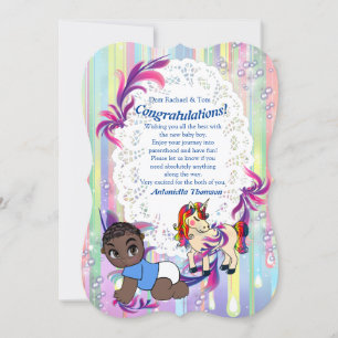 Baby Boy Bubbles & Unicorns Congrats card