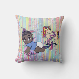 Baby Boy Bubbles & unicorns Cushion