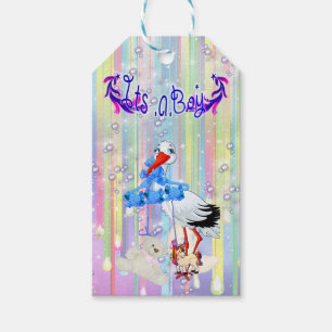 Baby Boy Bubbles & Unicorns Gift Tags