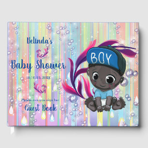 Baby Boy Bubbles & Unicorns Guest book