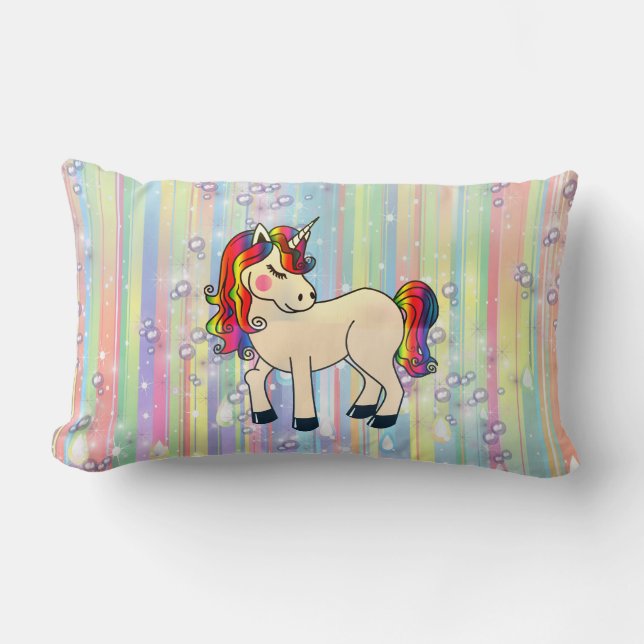 Baby Boy Bubbles & unicorns Lumbar Cushion (Front)