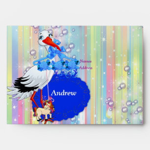 Baby Boy Bubbles & Unicorns Shower Envelopes