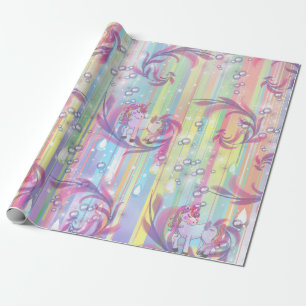 Baby Boy Bubbles & Unicorns Wrapping Paper