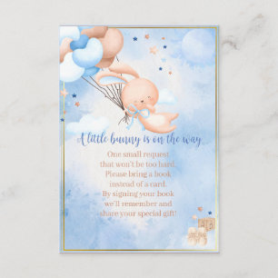 Baby Boy Bunny Baby Shower Books for baby Enclosure Card