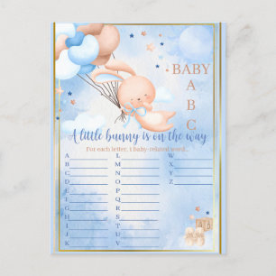 Baby Boy Bunny Baby Shower Game Postcard
