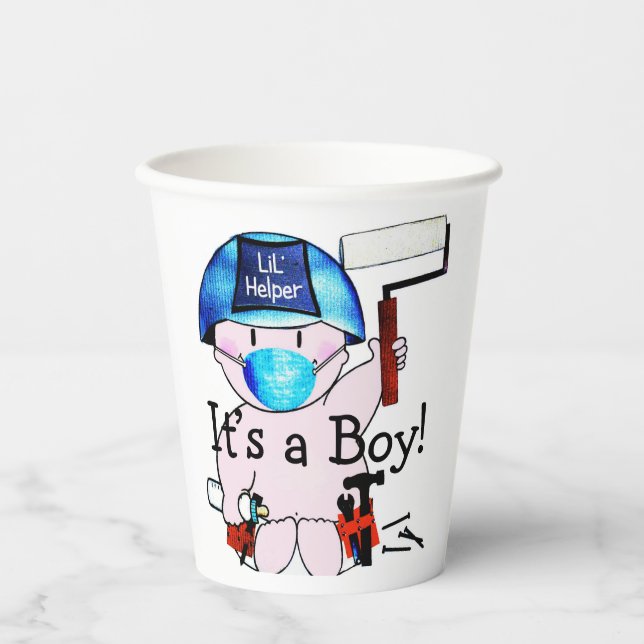 Baby Boy Carpenter Paper Cups (Front)
