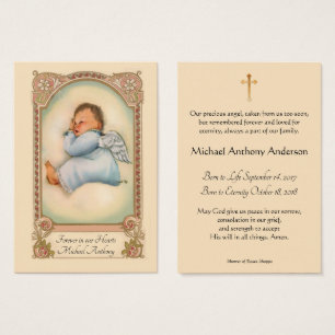 Baby Boy Catholic Funeral Memorial Holy Card -
