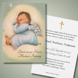 Baby Boy Catholic Funeral Memorial Holy Card -