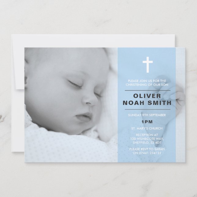 Baby Boy Christening/Baptism Invitation (Front)