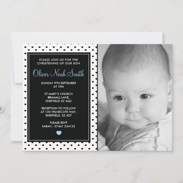 Baby Boy Christening/Baptism Invitation (Front)