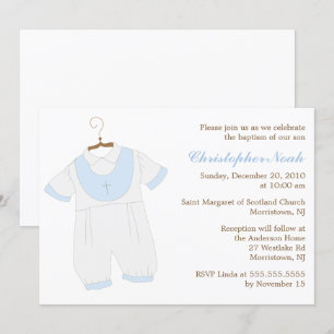 Baby Boy Christening Invitation