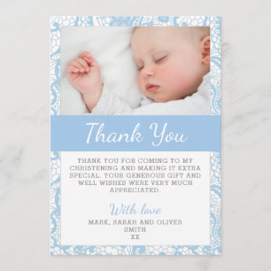 Baby Boy Christening Thank You Card
