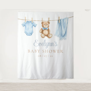 Baby Boy Clothesline Baby Shower Photo Backdrop Tapestry