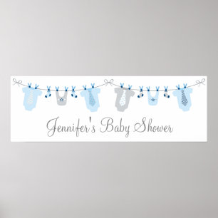 Baby Boy Clothesline Baby Shower Welcome Poster