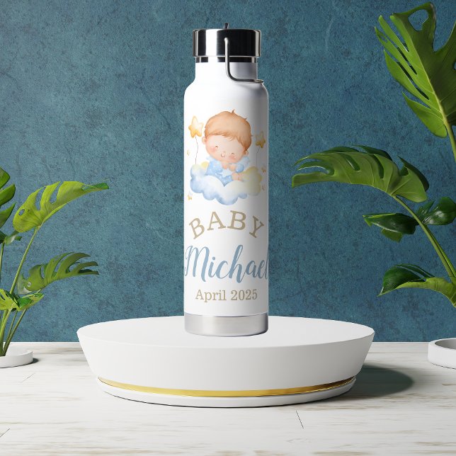 Baby Boy Cloud Name Water Bottle (Creator Uploaded)