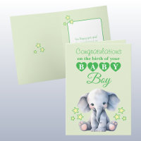 Baby boy congratulations elephant green