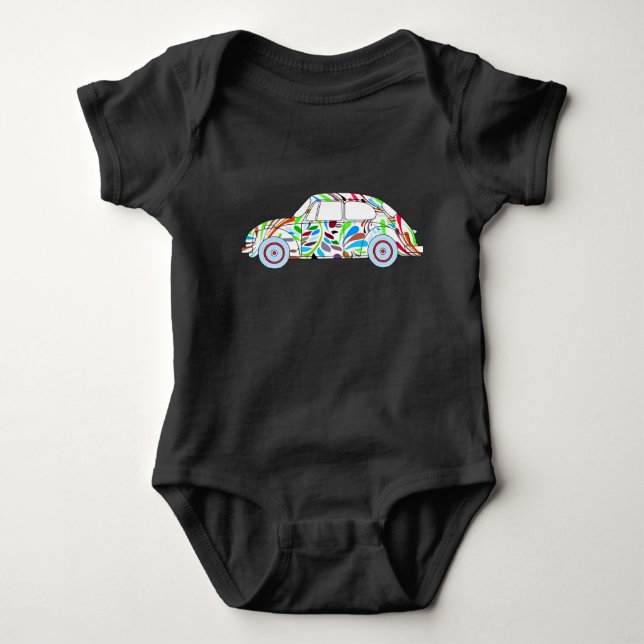 Baby Boy Cool Hippie Car bodysuit (Front)