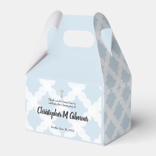 Baby Boy Custom Name Blue Christening Thank you Favour Box