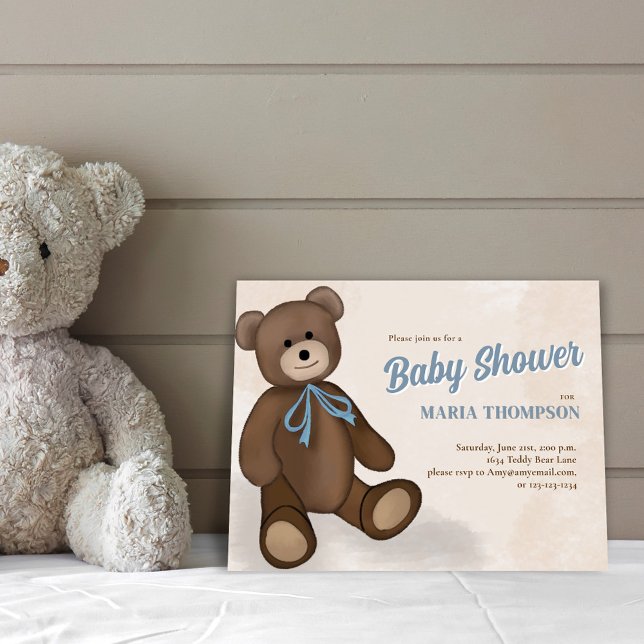 Baby Boy Cute Blue Shower Invitations (Cute Baby Shower custom invitaiton postcard. )