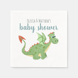 Baby Boy Cute Magical Green Dragon Baby Shower Napkin