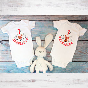 Baby Boy Cute Reindeer First Christmas Bodysuit