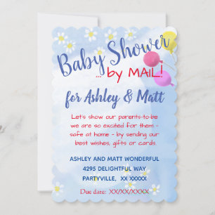 Baby Boy Daisies Balloons Baby Shower Invitation