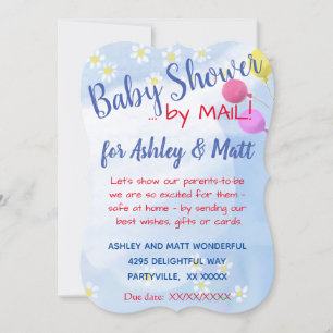 Baby Boy Daisies Balloons Baby Shower Invitation